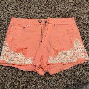 Celebrity pink jean shorts